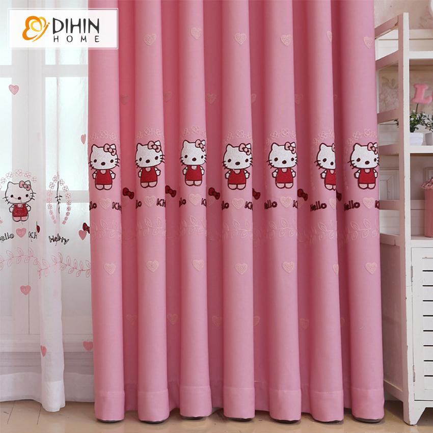 DIHIN HOME Cartoon Pink Cat Embroidered,Blackout Grommet Window Curtain for Living Room ,52x63-inch,1 Panel Roman Shades Curtains Window Blinds custom curtains blackout curtains curtains for living room sheer curtains curtain fabric linen curtains kitchen curtains velvet curtains pinch pleat curtains bay window curtains outdoor curtains pleated curtains floral curtains dining room curtains kitchen valances drapes for bedroom patio curtains nursery curtains grommet curtains