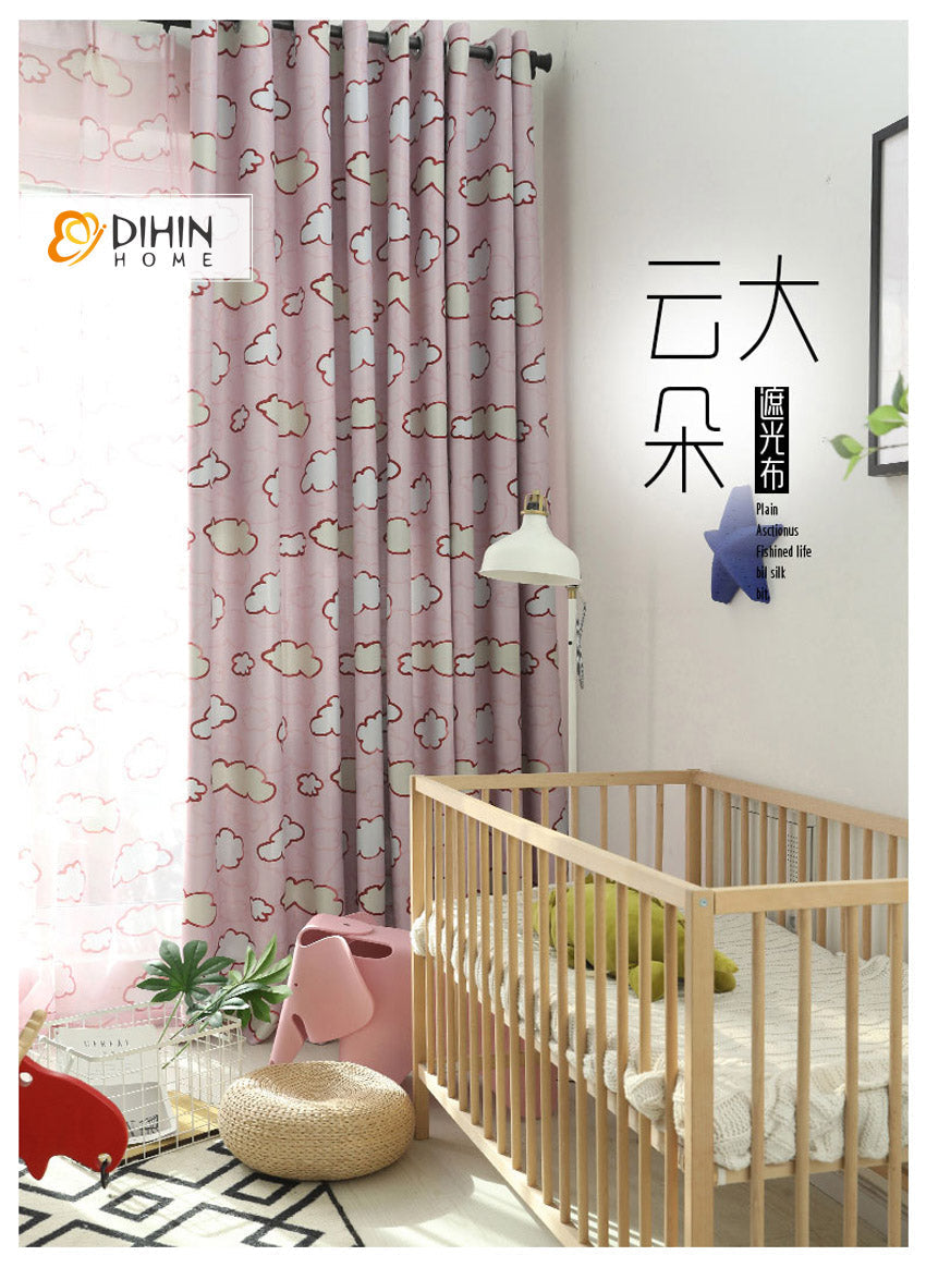 DIHIN HOME Cartoon Pink Clouds Printed,Blackout Grommet Window Curtain for Living Room,1 Panel Roman Shades Curtains Window Blinds custom curtains blackout curtains curtains for living room sheer curtains curtain fabric linen curtains kitchen curtains velvet curtains pinch pleat curtains bay window curtains outdoor curtains pleated curtains floral curtains dining room curtains kitchen valances drapes for bedroom patio curtains nursery curtains grommet curtains