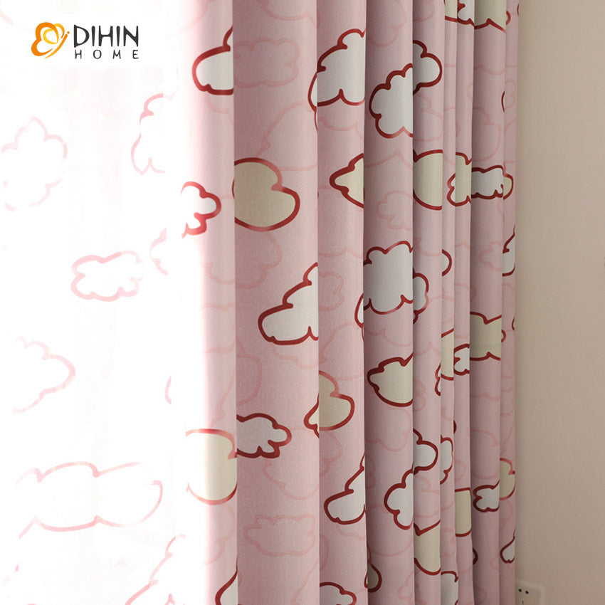 DIHIN HOME Cartoon Pink Clouds Printed,Blackout Grommet Window Curtain for Living Room,1 Panel Roman Shades Curtains Window Blinds custom curtains blackout curtains curtains for living room sheer curtains curtain fabric linen curtains kitchen curtains velvet curtains pinch pleat curtains bay window curtains outdoor curtains pleated curtains floral curtains dining room curtains kitchen valances drapes for bedroom patio curtains nursery curtains grommet curtains