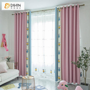 DIHIN HOME Cartoon Pink Color Bear Spliced Curtains，Blackout Grommet Window Curtain for Living Room ,52x63-inch,1 Panel Roman Shades Curtains Window Blinds custom curtains blackout curtains curtains for living room sheer curtains curtain fabric linen curtains kitchen curtains velvet curtains pinch pleat curtains bay window curtains outdoor curtains pleated curtains floral curtains dining room curtains kitchen valances drapes for bedroom patio curtains nursery curtains grommet curtains