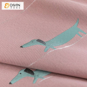 DIHIN HOME Cartoon Pink Fabric Blue Dogs Embroideried,Blackout Grommet Window Curtain for Living Room ,52x63-inch,1 Panel Roman Shades Curtains Window Blinds custom curtains blackout curtains curtains for living room sheer curtains curtain fabric linen curtains kitchen curtains velvet curtains pinch pleat curtains bay window curtains outdoor curtains pleated curtains floral curtains dining room curtains kitchen valances drapes for bedroom patio curtains nursery curtains grommet curtains