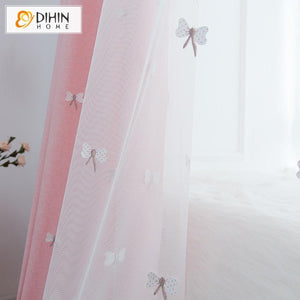 DIHIN HOME Cartoon Pink Little Butterfly Curtains，Blackout Grommet Window Curtain for Living Room ,52x63-inch,1 Panel Roman Shades Curtains Window Blinds custom curtains blackout curtains curtains for living room sheer curtains curtain fabric linen curtains kitchen curtains velvet curtains pinch pleat curtains bay window curtains outdoor curtains pleated curtains floral curtains dining room curtains kitchen valances drapes for bedroom patio curtains nursery curtains grommet curtains