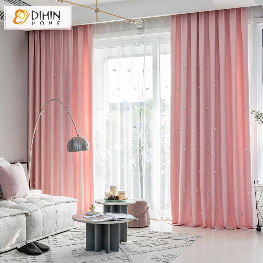 DIHIN HOME Cartoon Pink Little Butterfly Embroidered ,Blackout Grommet Window Curtain for Living Room ,52x63-inch,1 Panel Roman Shades Curtains Window Blinds custom curtains blackout curtains curtains for living room sheer curtains curtain fabric linen curtains kitchen curtains velvet curtains pinch pleat curtains bay window curtains outdoor curtains pleated curtains floral curtains dining room curtains kitchen valances drapes for bedroom patio curtains nursery curtains grommet curtains