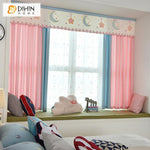 DIHIN HOME Cartoon Pink Striped Style Star and Moon Printed Curtain With Valance,Blackout Curtains Grommet Window Curtain for Living Room ,52x84-inch,1 Panel Roman Shades Window Curtains Curtains Window Blinds Curtains Drapes linen drapery curtains and drapes windows drapes custom curtains blackout curtains curtains for living room window shades sheer curtains curtain fabric window treatments custom drapery