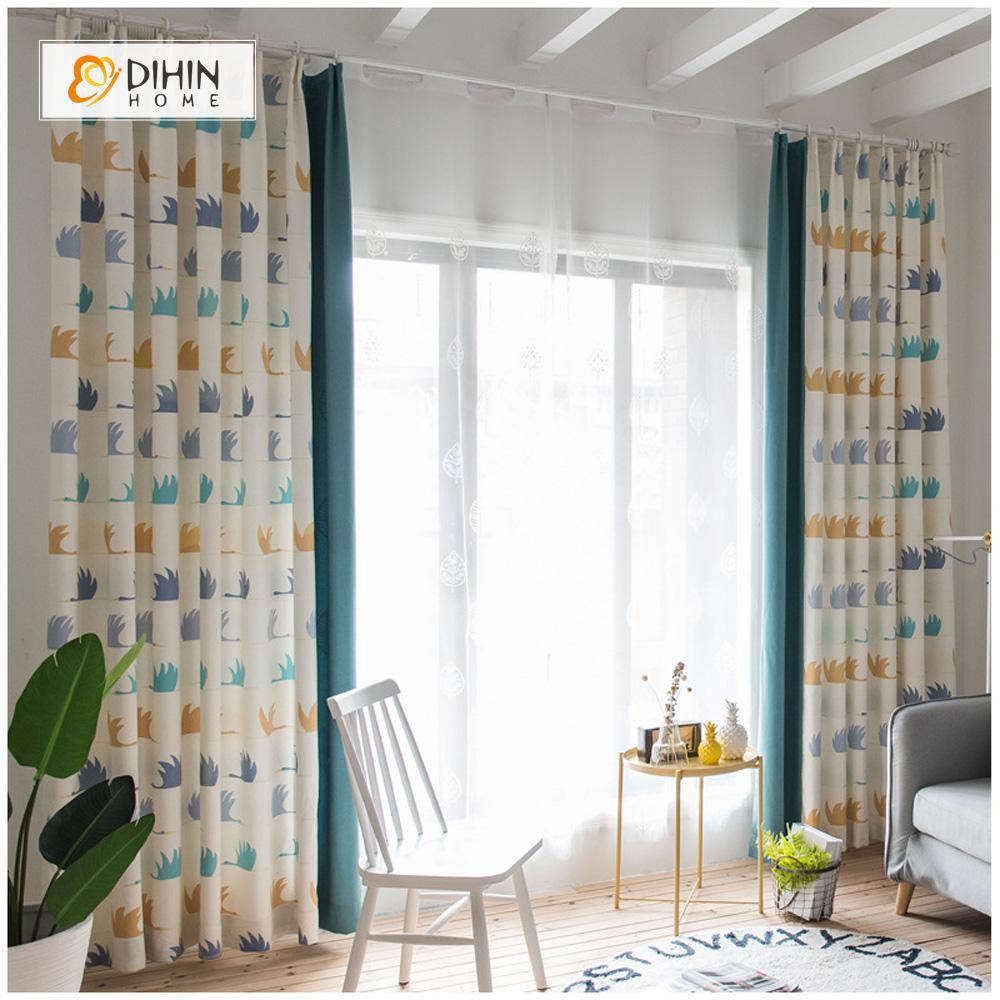DIHIN HOME Cartoon Printed Spliced Curtains，Blackout Grommet Window Curtain for Living Room ,52x63-inch,1 Panel Roman Shades Curtains Window Blinds custom curtains blackout curtains curtains for living room sheer curtains curtain fabric linen curtains kitchen curtains velvet curtains pinch pleat curtains bay window curtains outdoor curtains pleated curtains floral curtains dining room curtains kitchen valances drapes for bedroom patio curtains nursery curtains grommet curtains