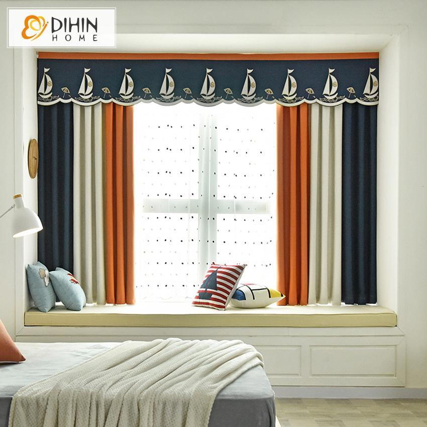 DIHIN HOME Cartoon Sailing Boat Curtain With Valance,Blackout Curtains Grommet Window Curtain for Living Room ,52x84-inch,1 Panel Roman Shades Curtains Window Blinds custom curtains blackout curtains curtains for living room sheer curtains curtain fabric linen curtains kitchen curtains velvet curtains pinch pleat curtains bay window curtains outdoor curtains pleated curtains floral curtains dining room curtains kitchen valances drapes for bedroom patio curtains nursery curtains grommet curtains