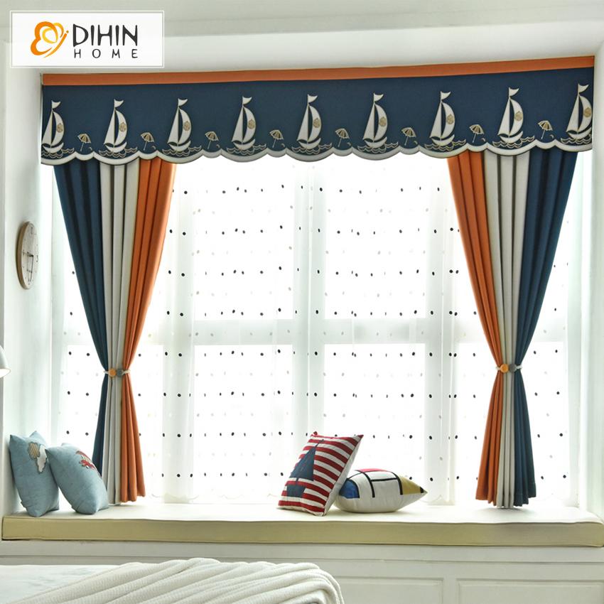 DIHIN HOME Cartoon Sailing Boat Curtain With Valance,Blackout Curtains Grommet Window Curtain for Living Room ,52x84-inch,1 Panel Roman Shades Curtains Window Blinds custom curtains blackout curtains curtains for living room sheer curtains curtain fabric linen curtains kitchen curtains velvet curtains pinch pleat curtains bay window curtains outdoor curtains pleated curtains floral curtains dining room curtains kitchen valances drapes for bedroom patio curtains nursery curtains grommet curtains