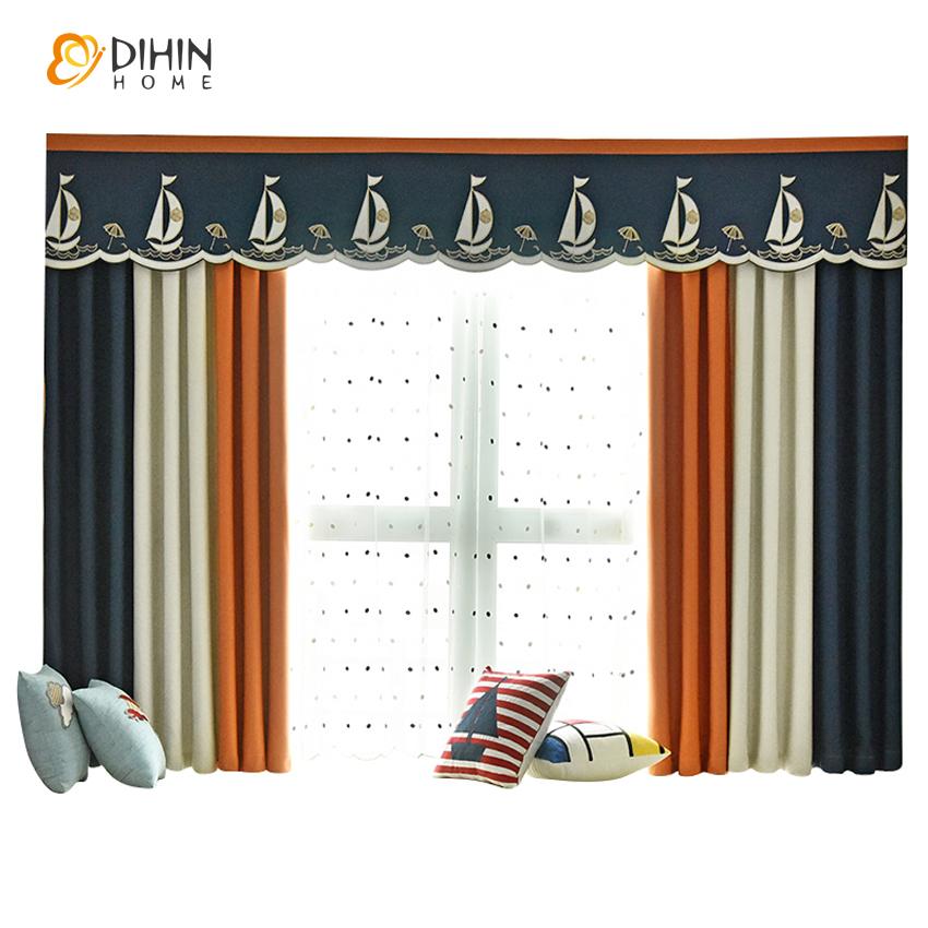 DIHIN HOME Cartoon Sailing Boat Curtain With Valance,Blackout Curtains Grommet Window Curtain for Living Room ,52x84-inch,1 Panel Roman Shades Curtains Window Blinds custom curtains blackout curtains curtains for living room sheer curtains curtain fabric linen curtains kitchen curtains velvet curtains pinch pleat curtains bay window curtains outdoor curtains pleated curtains floral curtains dining room curtains kitchen valances drapes for bedroom patio curtains nursery curtains grommet curtains