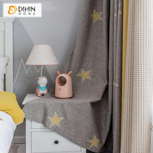 DIHIN HOME Cartoon Stars Embroidered,Blackout Grommet Window Curtain for Living Room ,52x63-inch,1 Panel Roman Shades Curtains Window Blinds custom curtains blackout curtains curtains for living room sheer curtains curtain fabric linen curtains kitchen curtains velvet curtains pinch pleat curtains bay window curtains outdoor curtains pleated curtains floral curtains dining room curtains kitchen valances drapes for bedroom patio curtains nursery curtains grommet curtains