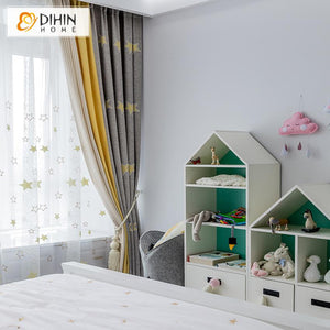 DIHIN HOME Cartoon Stars Embroidered,Blackout Grommet Window Curtain for Living Room ,52x63-inch,1 Panel Roman Shades Curtains Window Blinds custom curtains blackout curtains curtains for living room sheer curtains curtain fabric linen curtains kitchen curtains velvet curtains pinch pleat curtains bay window curtains outdoor curtains pleated curtains floral curtains dining room curtains kitchen valances drapes for bedroom patio curtains nursery curtains grommet curtains