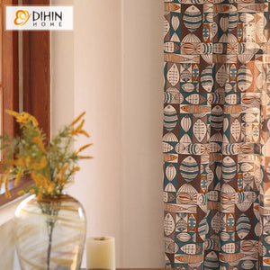 DIHIN HOME Cartoon Thick Fabric Fish Jacquard,Blackout Grommet Window Curtain for Living Room ,52x63-inch,1 Panel Roman Shades Curtains Window Blinds custom curtains blackout curtains curtains for living room sheer curtains curtain fabric linen curtains kitchen curtains velvet curtains pinch pleat curtains bay window curtains outdoor curtains pleated curtains floral curtains dining room curtains kitchen valances drapes for bedroom patio curtains nursery curtains grommet curtains
