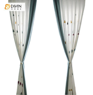 DIHIN HOME Cartoon Tree Embroidered Spliced Curtains，Blackout Grommet Window Curtain for Living Room ,52x63-inch,1 Panel Roman Shades Curtains Window Blinds custom curtains blackout curtains curtains for living room sheer curtains curtain fabric linen curtains kitchen curtains velvet curtains pinch pleat curtains bay window curtains outdoor curtains pleated curtains floral curtains dining room curtains kitchen valances drapes for bedroom patio curtains nursery curtains grommet curtains