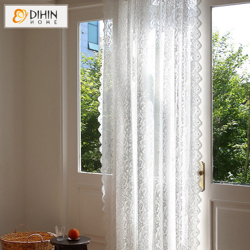 DIHIN HOME Cartoon White Lace Sheer Curtains,Grommet Window Curtain for Living Room ,52x63-inch,1 Panel Roman Shades Curtains Window Blinds custom curtains blackout curtains curtains for living room sheer curtains curtain fabric linen curtains kitchen curtains velvet curtains pinch pleat curtains bay window curtains outdoor curtains pleated curtains floral curtains dining room curtains kitchen valances drapes for bedroom patio curtains nursery curtains grommet curtains