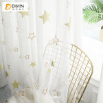 DIHIN HOME Cartoon White Stars Embroidered,Sheer Curtain,Grommet Window Curtain for Living Room ,52x63-inch,1 Panel Curtains custom curtains blackout curtains curtains for living room curtain fabric linen curtains