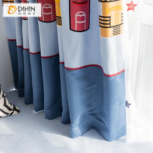 DIHIN HOME Cartoon Windmill Embroidered Curtain With Valance,Blackout Curtains Grommet Window Curtain for Living Room ,52x84-inch,1 Panel Roman Shades Curtains Window Blinds custom curtains blackout curtains curtains for living room sheer curtains curtain fabric linen curtains kitchen curtains velvet curtains pinch pleat curtains bay window curtains outdoor curtains pleated curtains floral curtains dining room curtains kitchen valances drapes for bedroom patio curtains nursery curtains grommet curtains