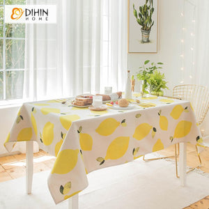 DIHIN HOME Cartoon Yellow Lemons Printed Tablecloth For Rectangle Tables,Custom Washed Linen Tablecloth,Handmade Rectangle Table Cover Roman Shades Curtains Window Blinds custom curtains blackout curtains curtains for living room sheer curtains curtain fabric linen curtains kitchen curtains velvet curtains pinch pleat curtains bay window curtains outdoor curtains pleated curtains floral curtains dining room curtains kitchen valances drapes for bedroom patio curtains nursery curtains grommet curtains