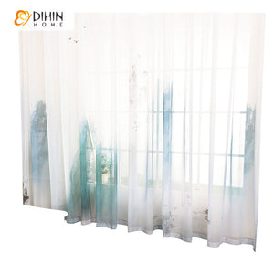 DIHIN HOME Chinese Ink Landscape Printing Sheer Curtains,Grommet Window Curtain for Living Room ,52x63-inch,1 Panel Roman Shades Curtains Window Blinds custom curtains blackout curtains curtains for living room sheer curtains curtain fabric linen curtains kitchen curtains velvet curtains pinch pleat curtains bay window curtains outdoor curtains pleated curtains floral curtains dining room curtains kitchen valances drapes for bedroom patio curtains nursery curtains grommet curtains