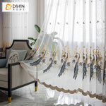 DIHIN HOME Chinese Retro Peacock Embroideried Sheer Curtains,Grommet Window Curtain for Living Room ,52x63-inch,1 Panel Roman Shades Curtains Window Blinds custom curtains blackout curtains curtains for living room sheer curtains curtain fabric linen curtains kitchen curtains velvet curtains pinch pleat curtains bay window curtains outdoor curtains pleated curtains floral curtains dining room curtains kitchen valances drapes for bedroom patio curtains nursery curtains grommet curtains