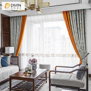 DIHIN HOME Chinese-style Chinese Embossed Jacquard,Blackout Grommet Window Curtain for Living Room ,52x63-inch,1 Panel Roman Shades Curtains Window Blinds custom curtains blackout curtains curtains for living room sheer curtains curtain fabric linen curtains kitchen curtains velvet curtains pinch pleat curtains bay window curtains outdoor curtains pleated curtains floral curtains dining room curtains kitchen valances drapes for bedroom patio curtains nursery curtains grommet curtains