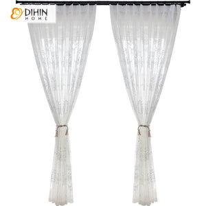 DIHIN HOME Chinese White Jacquard Sheer Curtain,Grommet Window Curtain for Living Room ,52x63-inch,1 Panel Roman Shades Curtains Window Blinds custom curtains blackout curtains curtains for living room sheer curtains curtain fabric linen curtains kitchen curtains velvet curtains pinch pleat curtains bay window curtains outdoor curtains pleated curtains floral curtains dining room curtains kitchen valances drapes for bedroom patio curtains nursery curtains grommet curtains
