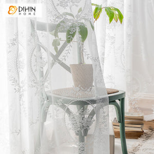 DIHIN HOME Chinese White Jacquard Sheer Curtain,Grommet Window Curtain for Living Room ,52x63-inch,1 Panel Roman Shades Curtains Window Blinds custom curtains blackout curtains curtains for living room sheer curtains curtain fabric linen curtains kitchen curtains velvet curtains pinch pleat curtains bay window curtains outdoor curtains pleated curtains floral curtains dining room curtains kitchen valances drapes for bedroom patio curtains nursery curtains grommet curtains
