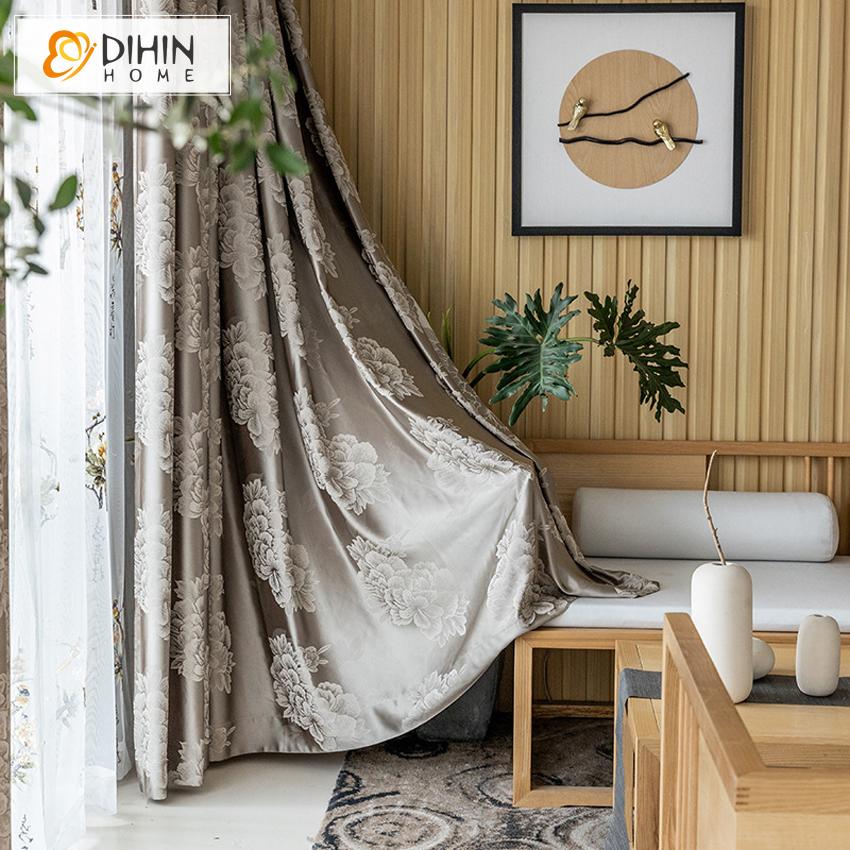 DIHIN HOME Classic Flowers High-precision Jacquard Curtain,Blackout Curtains Grommet Window Curtain for Living Room ,52x63-inch,1 Panel Roman Shades Curtains Window Blinds custom curtains blackout curtains curtains for living room sheer curtains curtain fabric linen curtains kitchen curtains velvet curtains pinch pleat curtains bay window curtains outdoor curtains pleated curtains floral curtains dining room curtains kitchen valances drapes for bedroom patio curtains nursery curtains grommet curtains