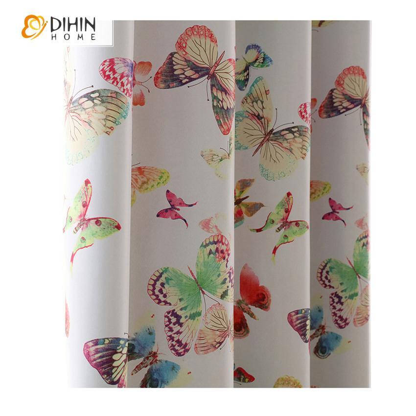DIHIN HOME Colorful Butterflies Printed,Blackout Grommet Window Curtain for Living Room ,52x63-inch,1 Panel Roman Shades Curtains Window Blinds custom curtains blackout curtains curtains for living room sheer curtains curtain fabric linen curtains kitchen curtains velvet curtains pinch pleat curtains bay window curtains outdoor curtains pleated curtains floral curtains dining room curtains kitchen valances drapes for bedroom patio curtains nursery curtains grommet curtains