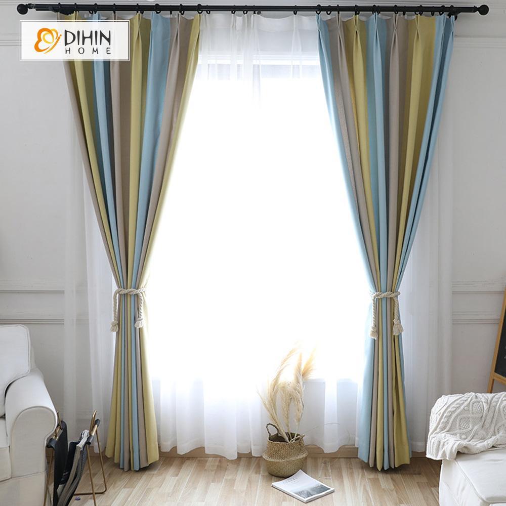 DIHIN HOME Colorful Line Printed ,Cotton Linen ,Blackout Grommet Window Curtain for Living Room ,52x63-inch,1 Panel Roman Shades Curtains Window Blinds custom curtains blackout curtains curtains for living room sheer curtains curtain fabric linen curtains kitchen curtains velvet curtains pinch pleat curtains bay window curtains outdoor curtains pleated curtains floral curtains dining room curtains kitchen valances drapes for bedroom patio curtains nursery curtains grommet curtains