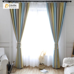 DIHIN HOME Colorful Line Printed ,Cotton Linen ,Blackout Grommet Window Curtain for Living Room ,52x63-inch,1 Panel Roman Shades Curtains Window Blinds custom curtains blackout curtains curtains for living room sheer curtains curtain fabric linen curtains kitchen curtains velvet curtains pinch pleat curtains bay window curtains outdoor curtains pleated curtains floral curtains dining room curtains kitchen valances drapes for bedroom patio curtains nursery curtains grommet curtains