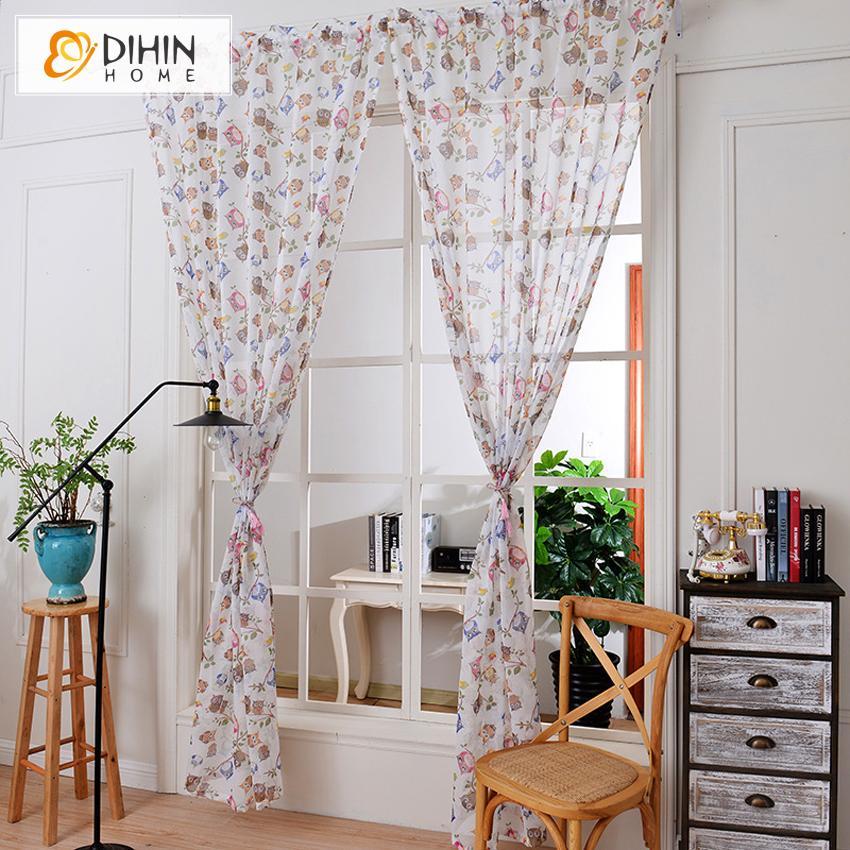 DIHIN HOME Colorful Owl Printed,Sheer Curtain,Blackout Grommet Window Curtain for Living Room ,52x63-inch,1 Panel Roman Shades Curtains Window Blinds custom curtains blackout curtains curtains for living room sheer curtains curtain fabric linen curtains kitchen curtains velvet curtains pinch pleat curtains bay window curtains outdoor curtains pleated curtains floral curtains dining room curtains kitchen valances drapes for bedroom patio curtains nursery curtains grommet curtains