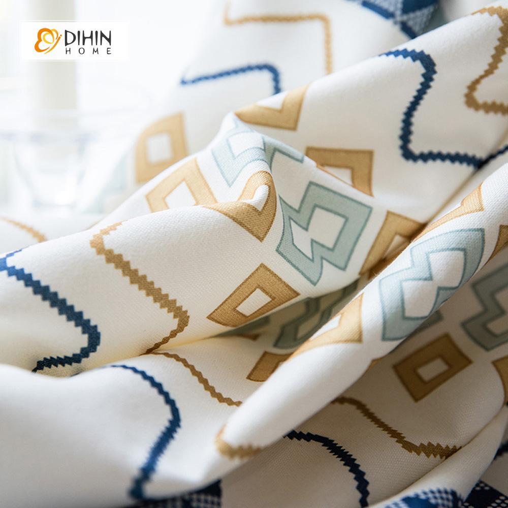 DIHIN HOME Complex Geometric Patterns Printed，Blackout Grommet Window Curtain for Living Room ,52x63-inch,1 Panel Roman Shades Curtains Window Blinds custom curtains blackout curtains curtains for living room sheer curtains curtain fabric linen curtains kitchen curtains velvet curtains pinch pleat curtains bay window curtains outdoor curtains pleated curtains floral curtains dining room curtains kitchen valances drapes for bedroom patio curtains nursery curtains grommet curtains