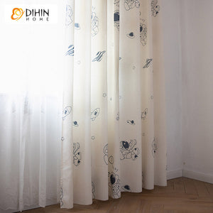 DIHIN HOME Cotton Linen Cartoon Astronaut Printed,Blackout Grommet Window Curtain for Living Room ,52x63-inch,1 Panel Roman Shades Curtains Window Blinds custom curtains blackout curtains curtains for living room sheer curtains curtain fabric linen curtains kitchen curtains velvet curtains pinch pleat curtains bay window curtains outdoor curtains pleated curtains floral curtains dining room curtains kitchen valances drapes for bedroom patio curtains nursery curtains grommet curtains