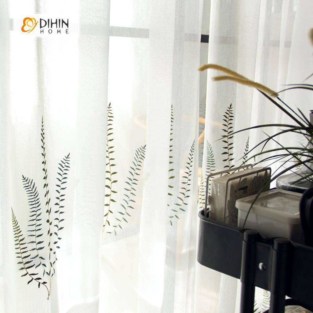 DIHIN HOME Cotton Linen Embroidered Water Grass ,Sheer Curtain, Grommet Window Curtain for Living Room ,52x63-inch,1 Panel Roman Shades Curtains Window Blinds custom curtains blackout curtains curtains for living room sheer curtains curtain fabric linen curtains kitchen curtains velvet curtains pinch pleat curtains bay window curtains outdoor curtains pleated curtains floral curtains dining room curtains kitchen valances drapes for bedroom patio curtains nursery curtains grommet curtains