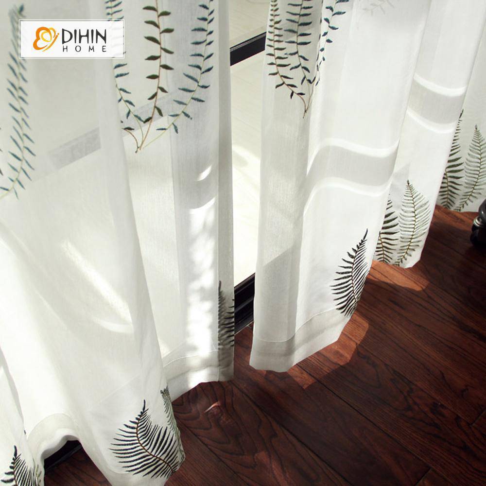 DIHIN HOME Cotton Linen Embroidered Water Grass ,Sheer Curtain, Grommet Window Curtain for Living Room ,52x63-inch,1 Panel Roman Shades Curtains Window Blinds custom curtains blackout curtains curtains for living room sheer curtains curtain fabric linen curtains kitchen curtains velvet curtains pinch pleat curtains bay window curtains outdoor curtains pleated curtains floral curtains dining room curtains kitchen valances drapes for bedroom patio curtains nursery curtains grommet curtains