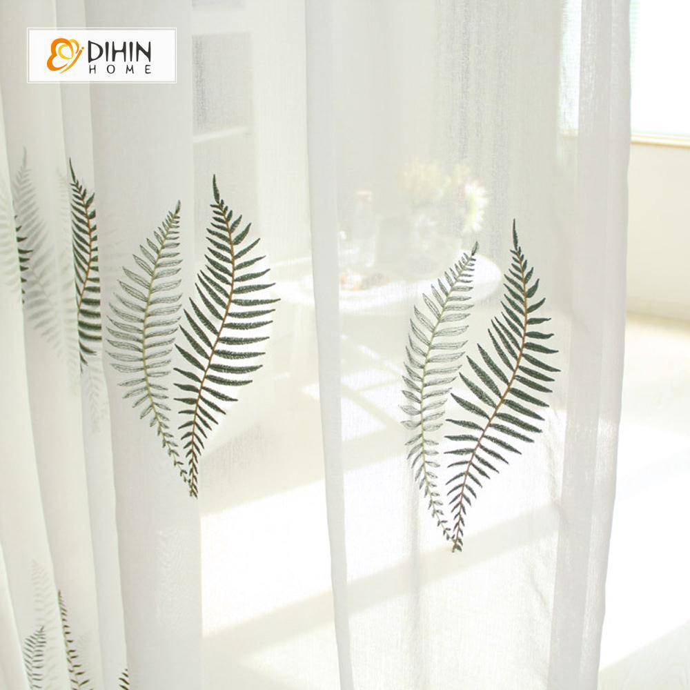 DIHIN HOME Cotton Linen Embroidered Water Grass ,Sheer Curtain, Grommet Window Curtain for Living Room ,52x63-inch,1 Panel Roman Shades Curtains Window Blinds custom curtains blackout curtains curtains for living room sheer curtains curtain fabric linen curtains kitchen curtains velvet curtains pinch pleat curtains bay window curtains outdoor curtains pleated curtains floral curtains dining room curtains kitchen valances drapes for bedroom patio curtains nursery curtains grommet curtains