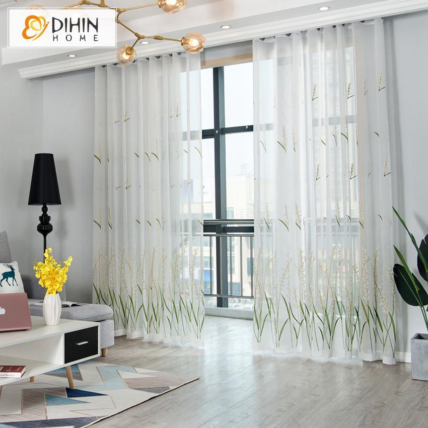 DIHIN HOME Cotton Linen Green Flowers ,Sheer Curtain, Grommet Window Curtain for Living Room ,52x63-inch,1 Panel Roman Shades Curtains Window Blinds custom curtains blackout curtains curtains for living room sheer curtains curtain fabric linen curtains kitchen curtains velvet curtains pinch pleat curtains bay window curtains outdoor curtains pleated curtains floral curtains dining room curtains kitchen valances drapes for bedroom patio curtains nursery curtains grommet curtains