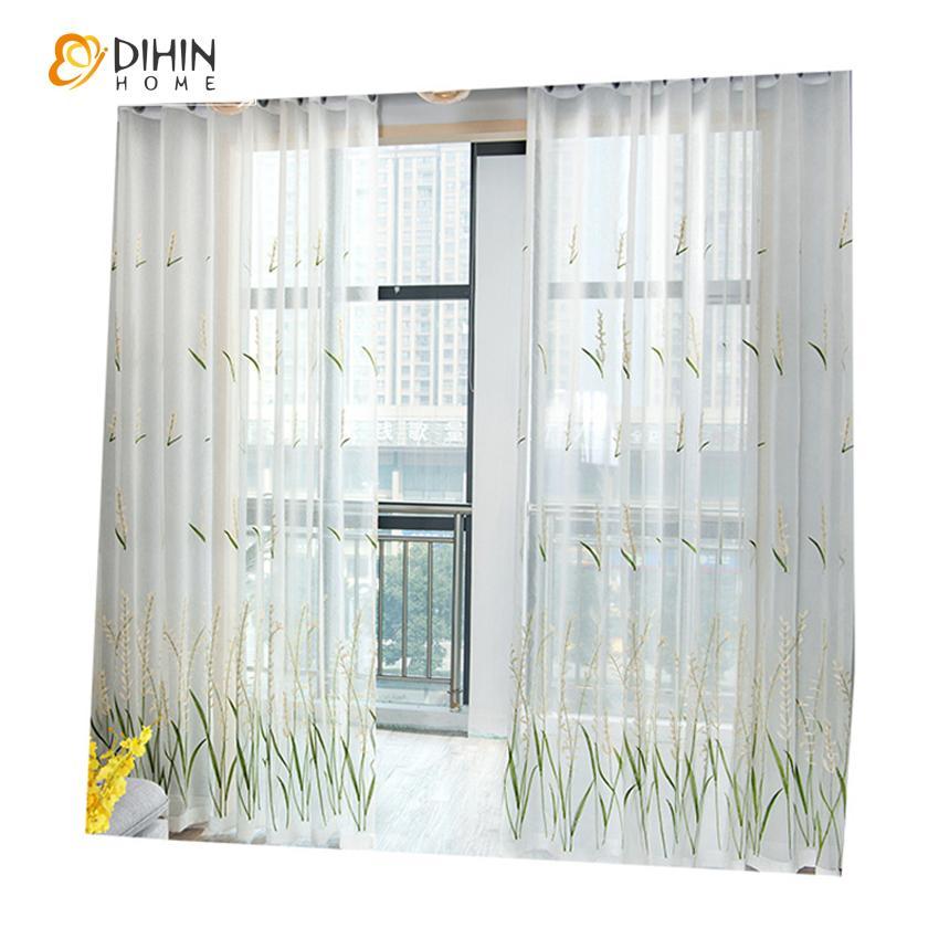 DIHIN HOME Cotton Linen Green Flowers ,Sheer Curtain, Grommet Window Curtain for Living Room ,52x63-inch,1 Panel Roman Shades Curtains Window Blinds custom curtains blackout curtains curtains for living room sheer curtains curtain fabric linen curtains kitchen curtains velvet curtains pinch pleat curtains bay window curtains outdoor curtains pleated curtains floral curtains dining room curtains kitchen valances drapes for bedroom patio curtains nursery curtains grommet curtains