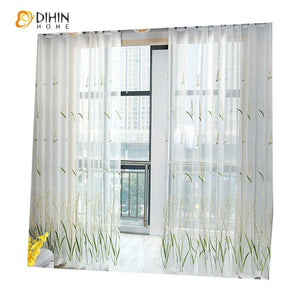 DIHIN HOME Cotton Linen Green Flowers ,Sheer Curtain, Grommet Window Curtain for Living Room ,52x63-inch,1 Panel Roman Shades Curtains Window Blinds custom curtains blackout curtains curtains for living room sheer curtains curtain fabric linen curtains kitchen curtains velvet curtains pinch pleat curtains bay window curtains outdoor curtains pleated curtains floral curtains dining room curtains kitchen valances drapes for bedroom patio curtains nursery curtains grommet curtains