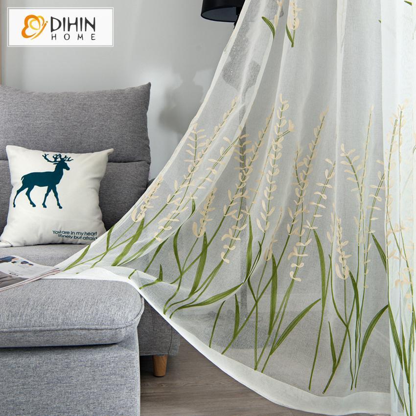 DIHIN HOME Cotton Linen Green Flowers ,Sheer Curtain, Grommet Window Curtain for Living Room ,52x63-inch,1 Panel Roman Shades Curtains Window Blinds custom curtains blackout curtains curtains for living room sheer curtains curtain fabric linen curtains kitchen curtains velvet curtains pinch pleat curtains bay window curtains outdoor curtains pleated curtains floral curtains dining room curtains kitchen valances drapes for bedroom patio curtains nursery curtains grommet curtains