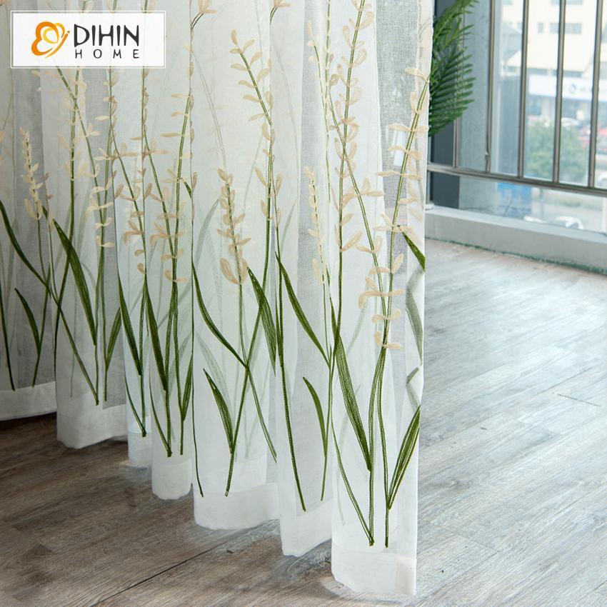 DIHIN HOME Cotton Linen Green Flowers ,Sheer Curtain, Grommet Window Curtain for Living Room ,52x63-inch,1 Panel Roman Shades Curtains Window Blinds custom curtains blackout curtains curtains for living room sheer curtains curtain fabric linen curtains kitchen curtains velvet curtains pinch pleat curtains bay window curtains outdoor curtains pleated curtains floral curtains dining room curtains kitchen valances drapes for bedroom patio curtains nursery curtains grommet curtains