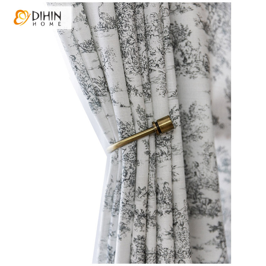 DIHIN HOME Cotton Linen Ink Painting Printed,Blackout Grommet Window Curtain for Living Room ,52x63-inch,1 Panel Roman Shades Curtains Window Blinds custom curtains blackout curtains curtains for living room sheer curtains curtain fabric linen curtains kitchen curtains velvet curtains pinch pleat curtains bay window curtains outdoor curtains pleated curtains floral curtains dining room curtains kitchen valances drapes for bedroom patio curtains nursery curtains grommet curtains