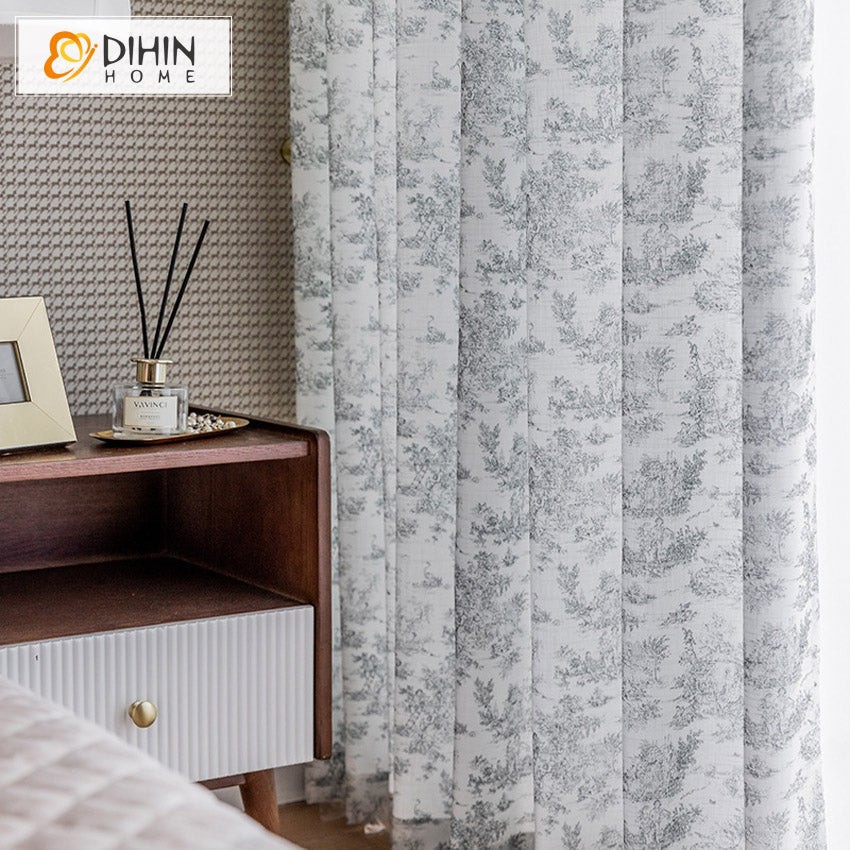 DIHIN HOME Cotton Linen Ink Painting Printed,Blackout Grommet Window Curtain for Living Room ,52x63-inch,1 Panel Roman Shades Curtains Window Blinds custom curtains blackout curtains curtains for living room sheer curtains curtain fabric linen curtains kitchen curtains velvet curtains pinch pleat curtains bay window curtains outdoor curtains pleated curtains floral curtains dining room curtains kitchen valances drapes for bedroom patio curtains nursery curtains grommet curtains
