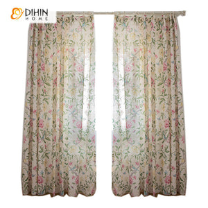 DIHIN HOME Cotton Linen Natural Flowers Printed,Blackout Grommet Window Curtain for Living Room ,52x63-inch,1 Panel Roman Shades Curtains Window Blinds custom curtains blackout curtains curtains for living room sheer curtains curtain fabric linen curtains kitchen curtains velvet curtains pinch pleat curtains bay window curtains outdoor curtains pleated curtains floral curtains dining room curtains kitchen valances drapes for bedroom patio curtains nursery curtains grommet curtains