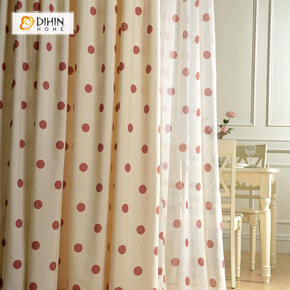 DIHIN HOME Cute Red Points Printed，Blackout Grommet Window Curtain for Living Room ,52x63-inch,1 Panel Roman Shades Curtains Window Blinds custom curtains blackout curtains curtains for living room sheer curtains curtain fabric linen curtains kitchen curtains velvet curtains pinch pleat curtains bay window curtains outdoor curtains pleated curtains floral curtains dining room curtains kitchen valances drapes for bedroom patio curtains nursery curtains grommet curtains