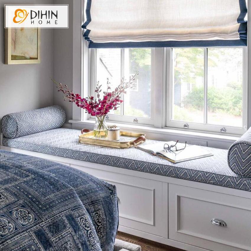 DIHIN HOME Dark Blue Edge Printed Roman Shades ,Easy Install Washable Curtains ,Customized Window Curtain Drape, 24"W X 64"H Roman Shades Curtains Window Blinds custom curtains blackout curtains curtains for living room sheer curtains curtain fabric linen curtains kitchen curtains velvet curtains pinch pleat curtains bay window curtains outdoor curtains pleated curtains floral curtains dining room curtains kitchen valances drapes for bedroom patio curtains nursery curtains grommet curtains