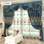 DIHIN HOME Dark Blue Luxury Embroidered Valance ,Blackout Curtains Grommet Window Curtain for Living Room ,52x84-inch,1 Panel Curtains custom curtains blackout curtains curtains for living room curtain fabric linen curtains