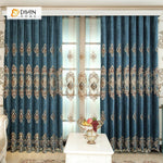 DIHIN HOME Dark Blue Luxury Embroidered Valance ,Blackout Curtains Grommet Window Curtain for Living Room ,52x84-inch,1 Panel Curtains custom curtains blackout curtains curtains for living room curtain fabric linen curtains