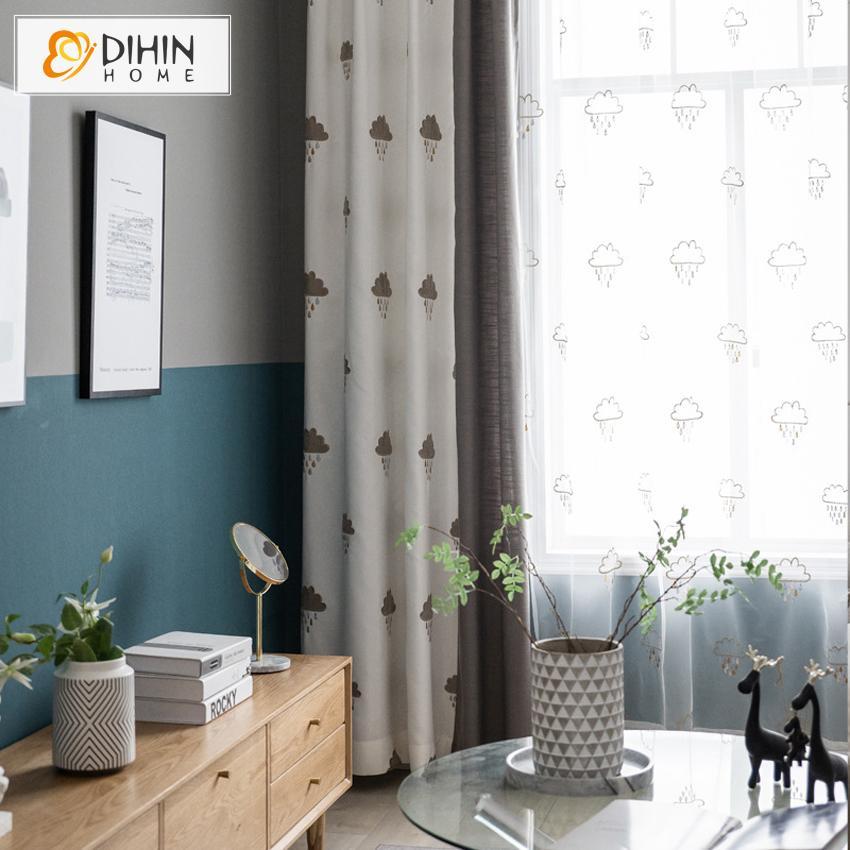 DIHIN HOME Dark Cloud Embroidered,Blackout Grommet Window Curtain for Living Room ,52x63-inch,1 Panel Roman Shades Curtains Window Blinds custom curtains blackout curtains curtains for living room sheer curtains curtain fabric linen curtains kitchen curtains velvet curtains pinch pleat curtains bay window curtains outdoor curtains pleated curtains floral curtains dining room curtains kitchen valances drapes for bedroom patio curtains nursery curtains grommet curtains