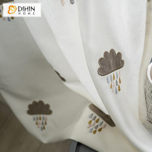 DIHIN HOME Dark Cloud Embroidered,Blackout Grommet Window Curtain for Living Room ,52x63-inch,1 Panel Roman Shades Curtains Window Blinds custom curtains blackout curtains curtains for living room sheer curtains curtain fabric linen curtains kitchen curtains velvet curtains pinch pleat curtains bay window curtains outdoor curtains pleated curtains floral curtains dining room curtains kitchen valances drapes for bedroom patio curtains nursery curtains grommet curtains