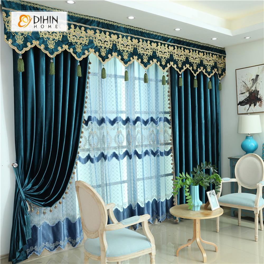 DIHIN HOME Dark Color Velvet Exquisite Valance ,Blackout Curtains Grommet Window Curtain for Living Room ,52x84-inch,1 Panel Curtains custom curtains blackout curtains curtains for living room curtain fabric linen curtains